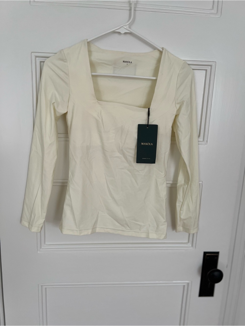 Manaola Ivory Square-Neck Long Sleeve Top
